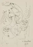 Malangatana Ngwenya, Birds and Reptiles, pen and ink
