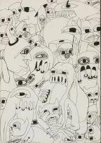 Malangatana Ngwenya, Figures and Beasts, pen and ink