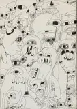 Malangatana Ngwenya, Figures and Beasts, pen and ink