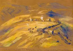 Thomas Baines, Climbing the Heights of the Drakensberg, watercolour and pencil on paper