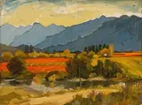 David Botha, Landscape, Paarl, oil on canvas laid down on board