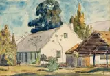 Cape Dutch House by Jacobus Hendrik Pierneef, watercolour over pencil, sold May 2016
