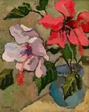 Hibiscus by Gregoire Boonzaier, oil on board, sold May 2016
