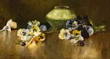 Frans Oerder, Still Life with Pansies and a Green Vase, oil on canvas
