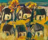 Figure and Houses by Frans Claerhout, oil on board, offered May 2016