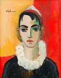 Harlequin with White Ruff by Carl Büchner, oil on canvas laid down on board, sold May 2016