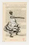 William Kentridge, Woman in Frilled Dress, pastel and charcoal on found book page
