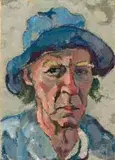 Self Portrait with Blue Hat by Gregoire Boonzaier, oil on canvas, sold May 2016