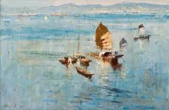 Edward Seago, The Yellow Sail, oil on board