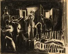 Stanley Pinker, The Artist's Studio, pastel