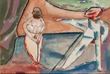 Accusation by Robert Hodgins, cosmetics on card, sold May 2016