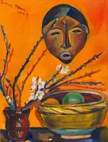 Irma Stern, Still Life with Mask, oil on canvas laid down on board