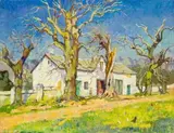 Gregoire Boonzaier, Cape Farmhouse with Children and Chickens