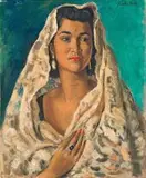 Neville Lewis, Portrait of a Woman in a Mantilla