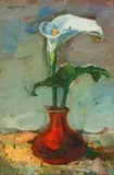 Pieter Wenning, Varkblom in Rooi Vaas, oil on canvas laid down on board