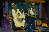 Ephraim Ngatane, Family Group, oil on board