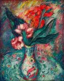 Alexis Preller, Flowers in a Persian Vase, oil on canvas laid down on board