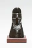Sydney Kumalo, Helmet II, bronze with a brown patina, mounted on a wooden base