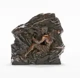 Anton van Wouw, The Hammer Worker, maquette, bronze with a brown patina, on a wooden base
