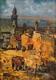 Pieter Wenning, Mosque, Malay Quarter, Cape Town, oil on canvas