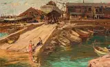 Children on the Shipway by Adriaan Boshoff, oil on canvas laid down on board, sold May 2016