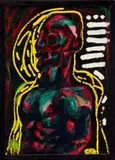 Orange Man by Robert Hodgins, oil on board, sold May 2016