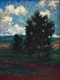 Bertha Everard, Gum Trees, Bonnefoi, oil on panel