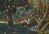 Sydney Carter, Crossing the Bridge, oil on canvas