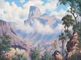 Sentinel, Mt Aux Sources from Tugela Gorge by Willem Hermanus Coetzer, oil on canvas laid down on board, sold Nov 2015