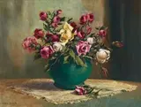 Yellow Rose by Otto Klar, oil on board, sold Nov 2015