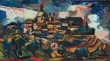 View of a Hilltop Town by Maurice van Essche, oil on panel, sold Nov 2015