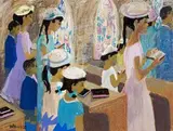 Marjorie Wallace, Hymns at Church, gouache and pastel