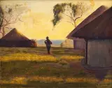 John Koenakeefe Mohl, Early Morning in Bechuanaland, oil on board