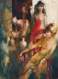 Jean Baptiste Valadie, Le Fauteil Rouge, oil on canvas
