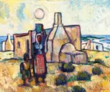 François Krige, Mother and Child, oil on board