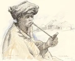 Walter Battiss, Nopaline Xosa, pastel