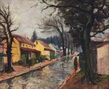 Street Scene After the Rain by Piet van Heerden, oil on canvas, offered Nov 2015