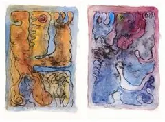 Wopko Jensma, Figural Form I and II, two, mixed media on paper