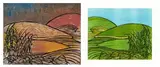 Green Hills and Fields, original woodblock and woodcut by Cecil Skotnes, carved and incised woodblock with accompanying colour woodcut, sold Nov 2015