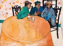Robin Lewis, The Conversation, oil on board
