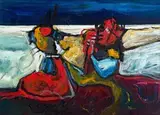 Fred Schimmel, Abstract Landscape, oil on card