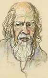 Gregoire Boonzaier, Self-portrait, Bushybeard!, charcoal and pastel