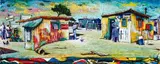 Willie Bester, Township Scene, oil and collage on board