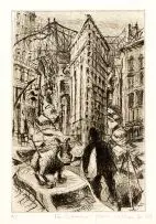 Flat Iron Building by William Kentridge, etching, sold Nov 2015