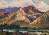 Mountainous Landscape by Hugo Naude, oil on board, sold Nov 2015