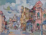 Street Scene, District Six by Gregoire Boonzaier, oil on canvas, sold Nov 2015