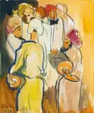 Irma Stern, Group of Arabs, pastel and gouache