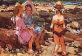 Girls on the Beach by Adriaan Boshoff, oil on canvas laid down on board, offered Nov 2015