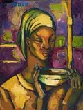 Woman with Bowl by Alexis Preller, oil on canvas, sold Nov 2015