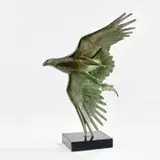 Robin Lewis, Fish Eagle, copper with a verdigris patina, mounted on a marble base